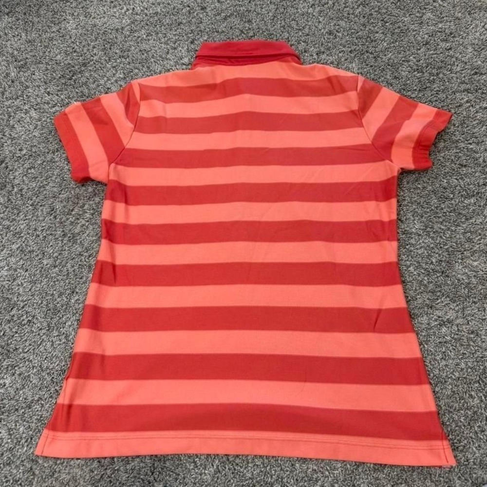 Nike Golf Tour Performance Dri-FIT Striped Polo Shirt Red Orange Womens Medium - Picture 2 of 5